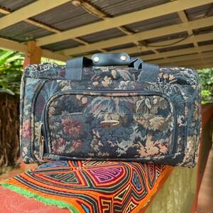 Pierre‎ Cardin Vintage Floral Tapestry Travel Bag Overnight Luggage Weekender